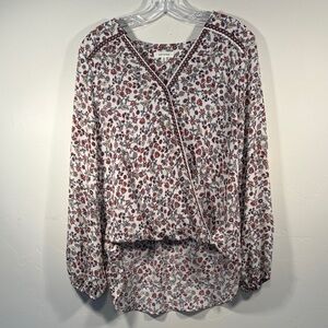 Max Studio floral blouse front elastic back loose women’s M EUC